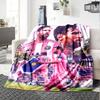 Pink Soccer Player Beach Blanket Soft Warm Cozy Great for Bedding Office Chair Couch Four Seasons Universal Playful Design