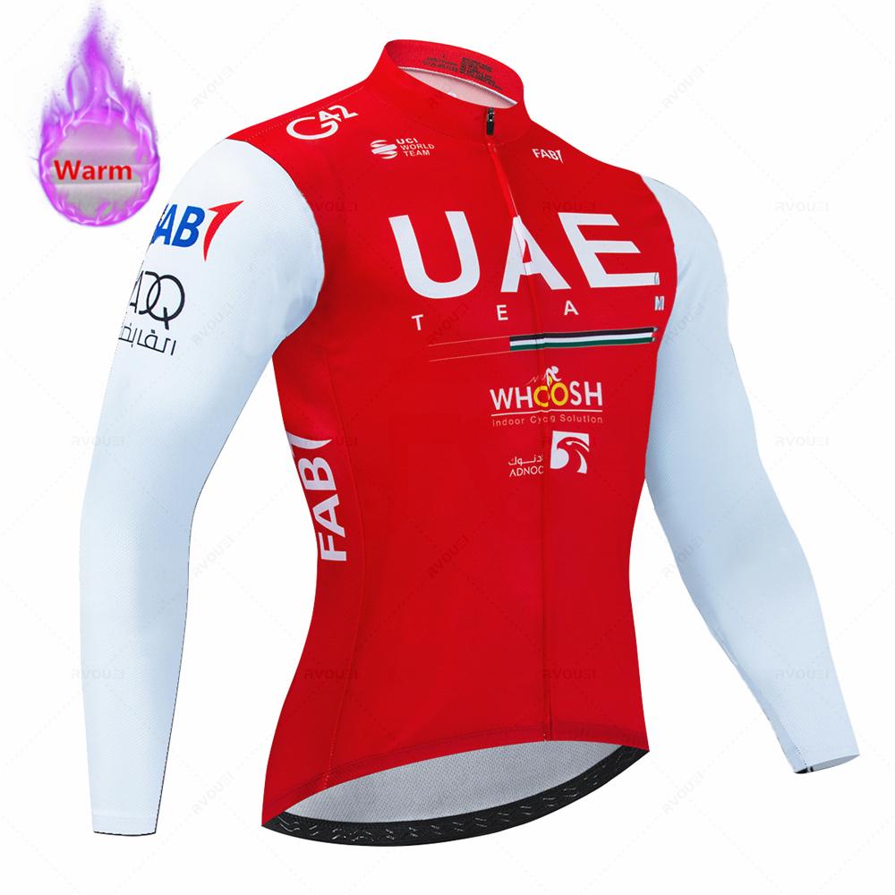 2023 Uae Team Winter Thermal Велосипедная флисовая майка комплект новая одежда для горного велосипеда Maillot Ropa Ciclismo с длинным рукавом Велосипедная одежда