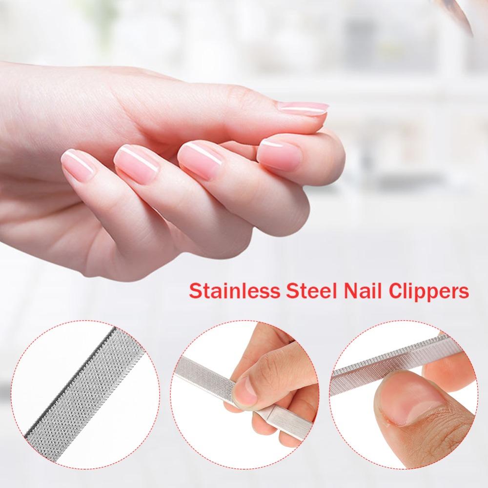 5pcs Washable Stainless Steel Nail File Use On All Four Sides Double Sided Nail Buffer Home Use