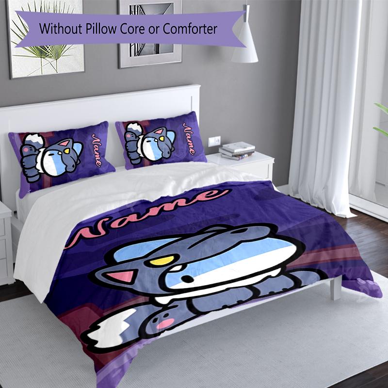 3pcs Custom Name Jeff the Land Shark Set,Includes 1 Duvet Cover and 2 Pillowcases,All-season Bedroom Decor