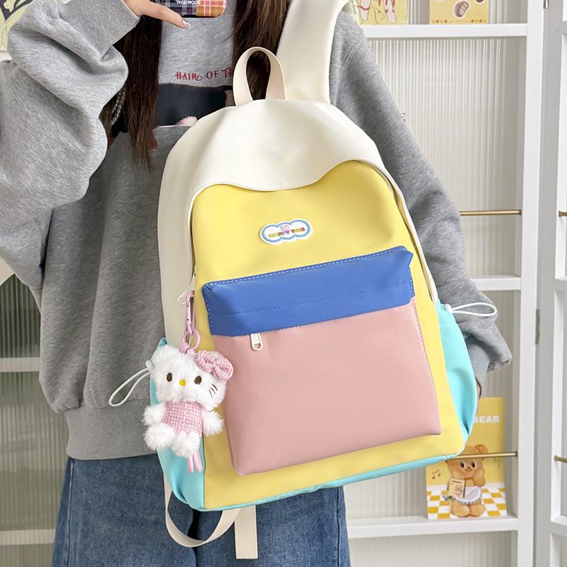 Schoolbag Student schoolbag Dopamine Elementary school bag Lightweight and breathable Spring outing Backpack Children's contrasting color backpack