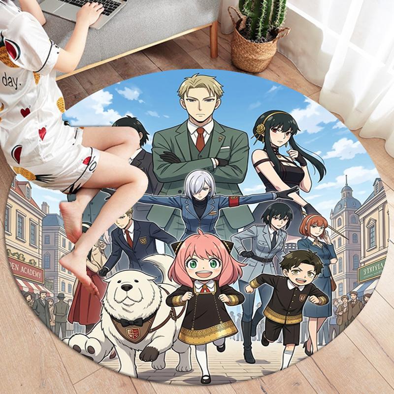 Spyxfamily Round Area Rug Carpet Rug For Living Room Bedroom Sofa Playroom Decor Nonslip Floor Mat