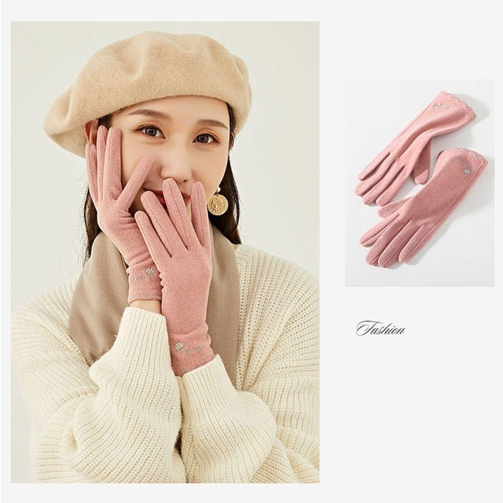 Теплые перчатки с сенсорным экраном, утолщенные термо-варежки, модные перчатки с закрытыми пальцами для женщин