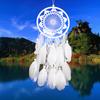 White Dream Catcher Wooden Beads Lace Pendant Feather Ornaments Lace Ribbons Wind Chime For Car Christmas Bedroom Hanging Decor