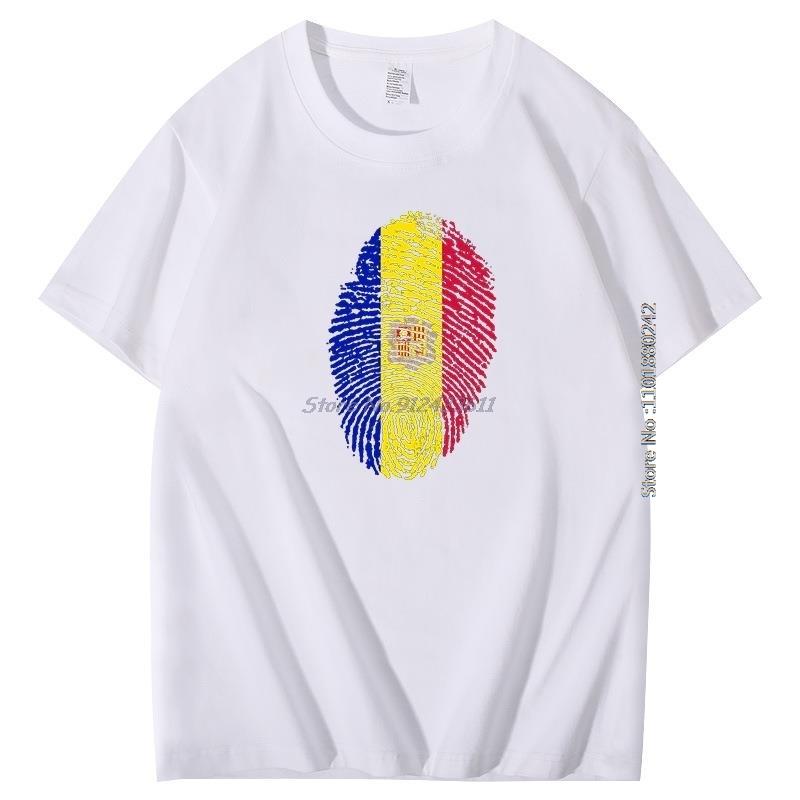 Summer T Shirt For Men Andorra Fingerprint Flag Breathable Printing Graphic T Shirts Cotton Short Sleeve Tshirt Mens Clothing