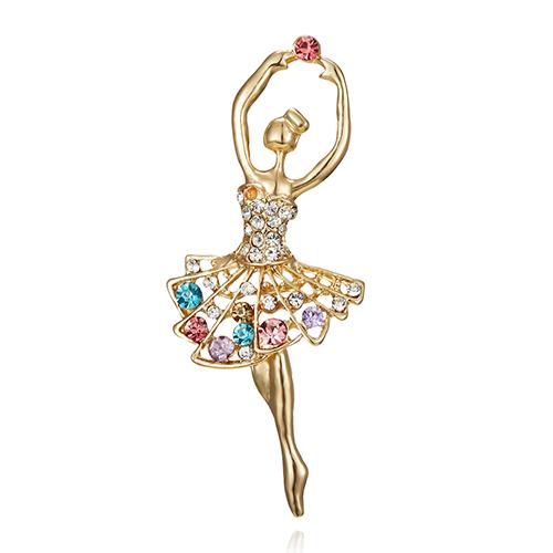 High Quality Rhinestone Ballet Dancing Brooches Crystal Enamel Brooch Women Cute Pin Corsage Fashion Wedding Jewelry Gifts