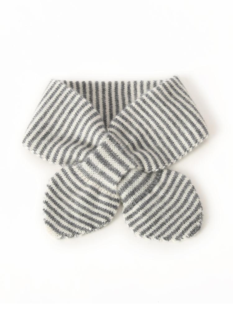 Women 100 Pure Cashmere Knitted Small Bowknot Scarf Neckerchief Thin Stripes Neck Warmer Ring Collar Female Boutique Small Accs