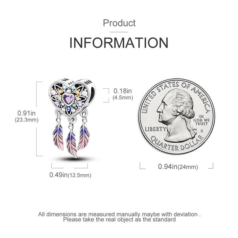 Лидер продаж S925 Серебряный Духовный Ловец снов Шарм перо Ловец снов бусины подходят оригинальный браслет подвески ювелирные изделия