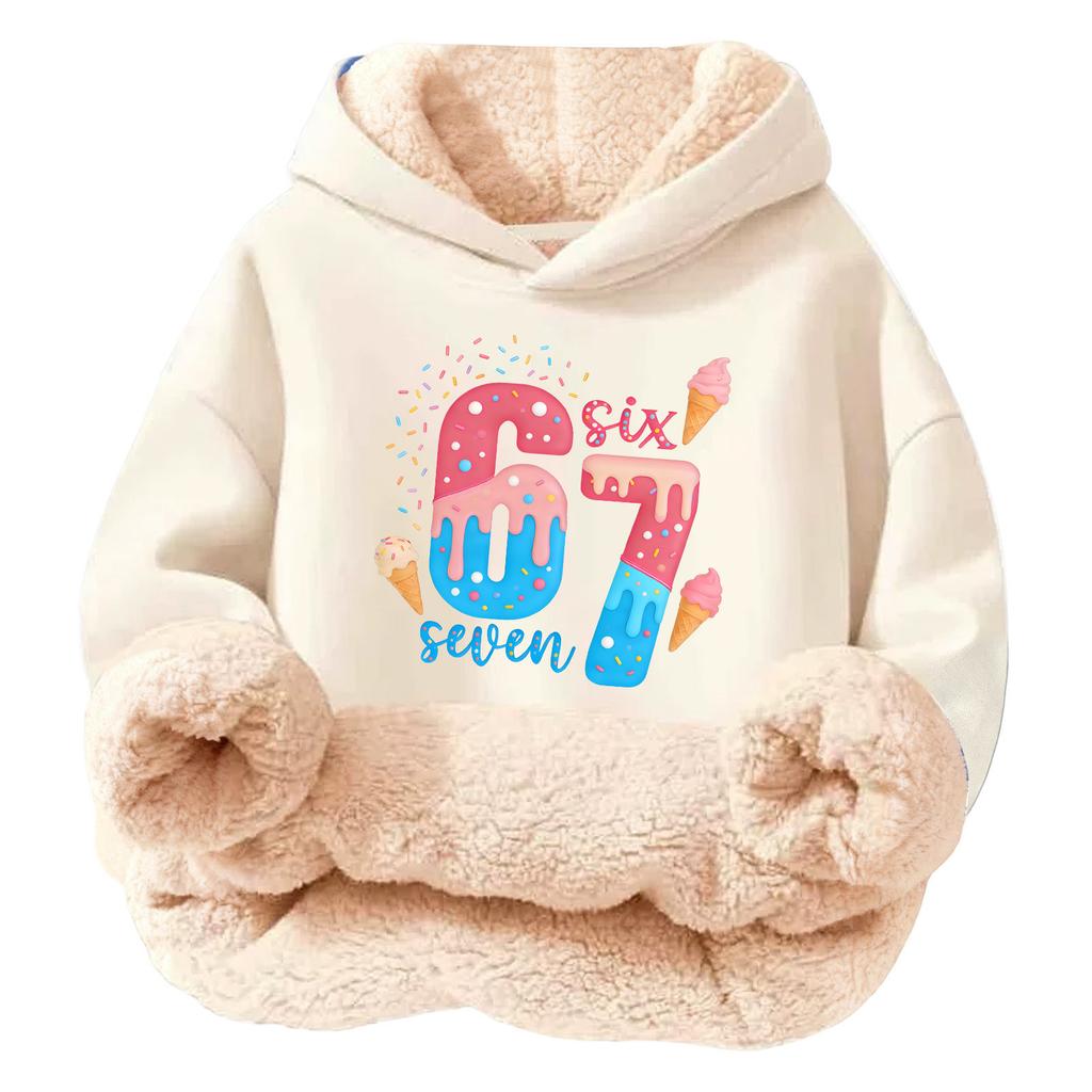 Детская модная толстовка с капюшоном из флиса с принтом, повседневная, свободного кроя, без карманов