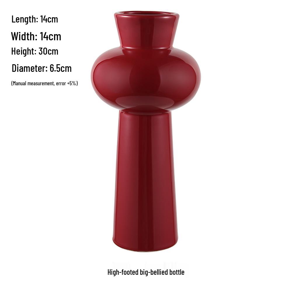 Китайская красная керамическая ваза середины века - Новогоднее специальное украшение для гостиной или свадебные композиции из шелковых цветов
