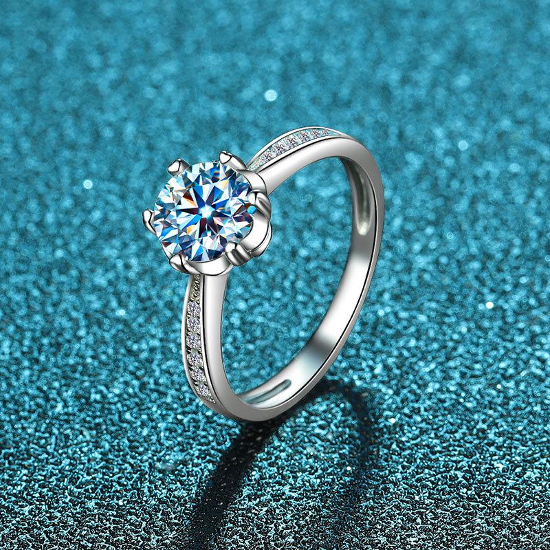 Кольцо со снежинкой из стерлингового серебра 925 пробы, покрытое белым золотом 18 карат, бриллиантовое кольцо с шестью когтями, обручальное кольцо с персиковым сердцем в один карат