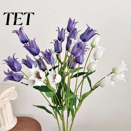 Artificial Flower Decoration Bell Decoration, Realistic Fake Silk with Stem, Flexible Stem Flowers Faux Bloom for Wedding Party Home Office