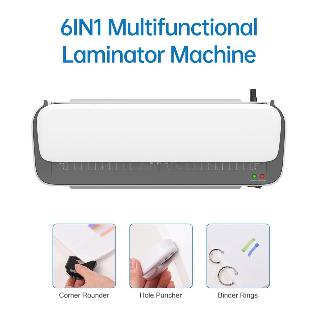 BISOFICE A4 Laminating Machine 9 Inches Thermal Laminator Machine Desktop 6IN1 Multifunctional Hot