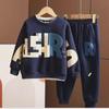 Весенняя модная двухкомпонентная толстовка для мальчиков 2024 года с буквенным принтом