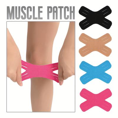 20 шт. Х-образных пластырей для мышц колена - Предварительно нарезанная хлопковая спортивная лента для поддержки сухожилия надколенника, облегчения боли и стабильности, для спортсменов, тренажерного зала, физической релаксации