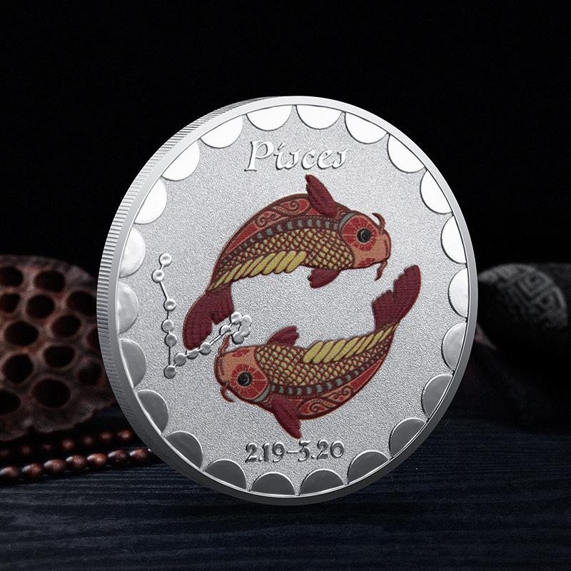Памятные монеты Двенадцати Созвездий, Европейские и Американские, Боги Солнца и Луны, Счастливые, Красочные, Для Любителей Созвездий, Коллекционные Серебряные Монеты