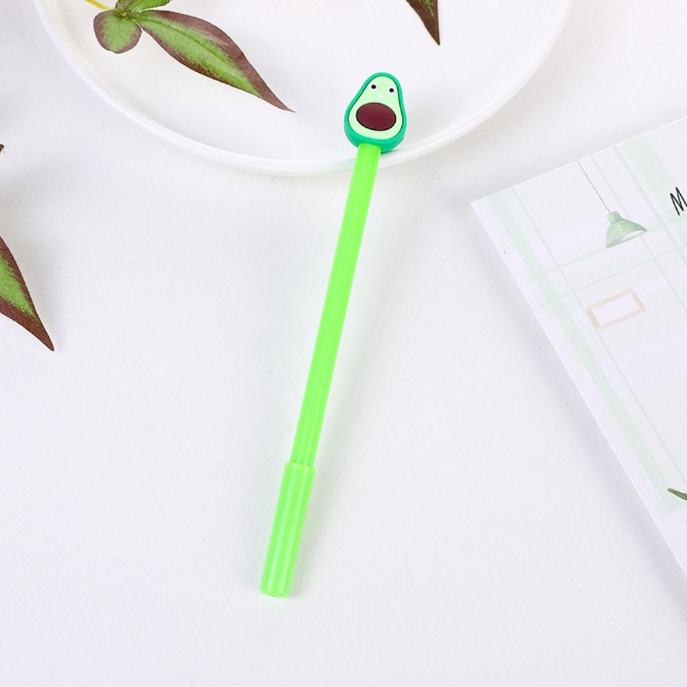 6,88-дюймовая нейтральная ручка авокадо, зеленая мультяшная канцелярская принадлежность, многофункциональная черная водяная ручка для офиса