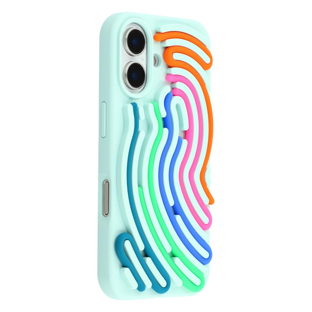 For iPhone 16 Case 3D Stress Relief DIY Colorful Bar Silicone PC Phone Cover Arc Stripe