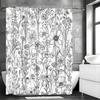 Black and White Floral Shower Curtain, Bathroom Decorative Shower Curtain, Waterproof Shower Curtain with Hooks