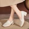 Retro Loafers Soft Leather Heels Two-way Shoes College Style Small Leather Shoes Slip-on Shoes for Women Thick Heels High Heels