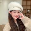 Autumn and winter new hat women's solid color versatile knitted wool hat winter windproof warm metal standard beret