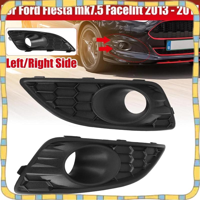L17A-1 Pair Front Bumper Lower Honeycomb Fog Lamp Surround Grille Fog Light Trim Cover For Ford Fiesta Mk7 Facelift 2013-2017