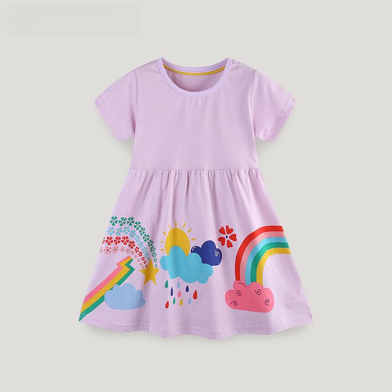 European and American Style Fashion Cartoon Print Princess Dress for Girls: 2025 Summer Collection