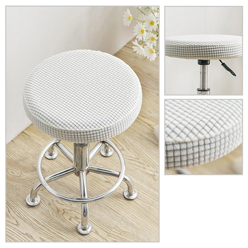 Slipcover Bar Stool Cover Round Chair Cover Anti-Dirty Solid Seat Cushion Protector Removable Stool