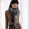 Half-sided Thousand Bird Grid Scarf Women's 2025 New Sweet Imitation Cashmere Warm Medium and Long Plaid Scarf