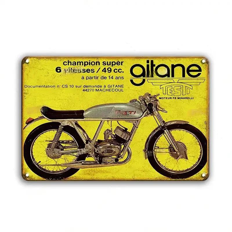 Винтажный мотоцикл Декоративная металлическая пластина Постер Ржавая потертая жестяная вывеска Декор для стен гаража бара Поделки Табличка Жестяные вывески
