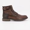 Men's Cognac Fur-lined Lace-up Ankle Boots with Zip