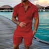 Men's Short Sets Outfits 2 Piece Summer Tracksuit Short Sleeve  Shirt And Shorts Set Casual Sport Suit