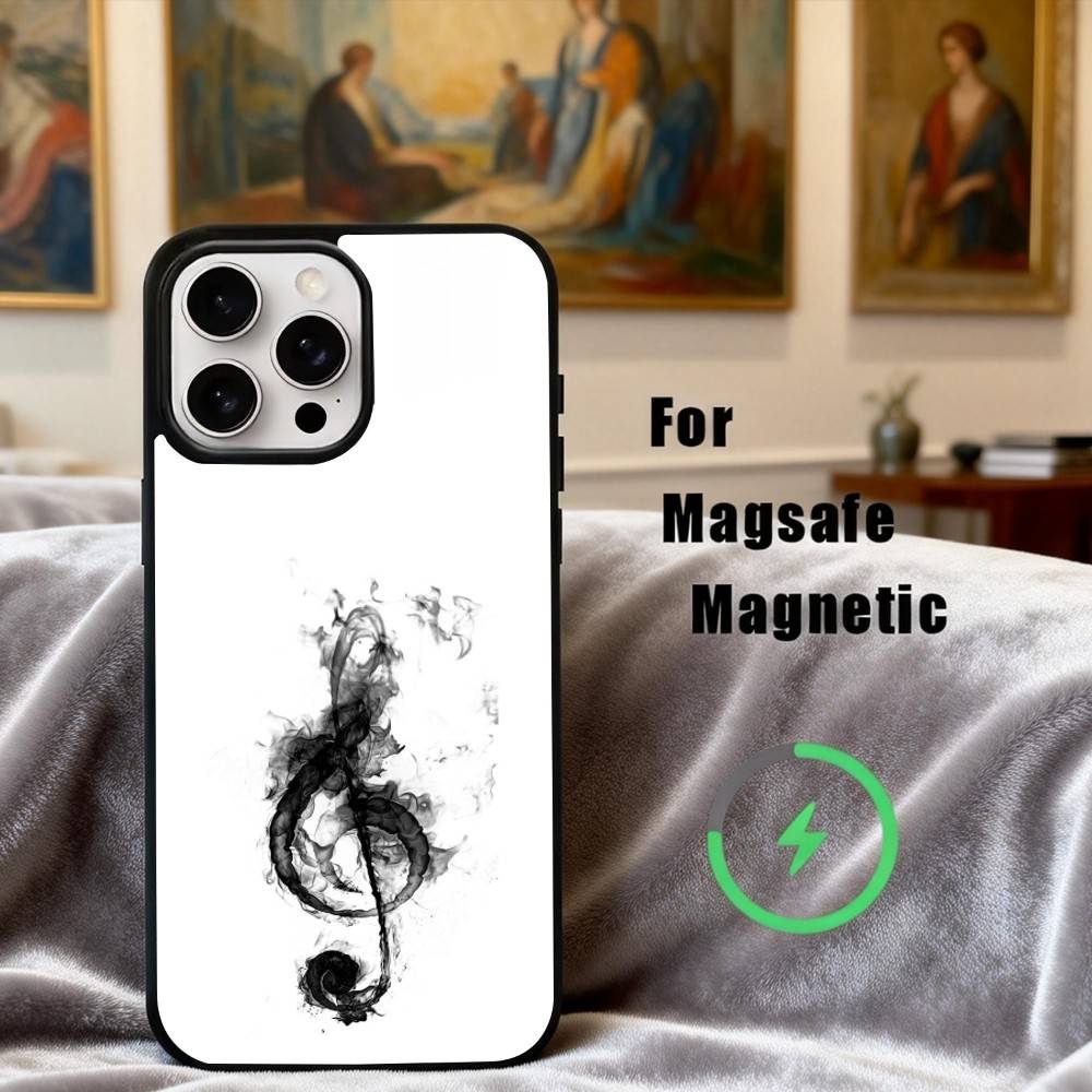 M-Music Art Чехол для телефона с ключом Соль для iPhone 17, 16, 15, 14, 13, 12, 11 Plus, Pro Max Магнитный Для Magsafe Беспроводной Зарядки