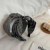 Flower Check Lattice Wide Side Korean Head Wrap Knot Headband Women Hair Hoop Grid Hairbands