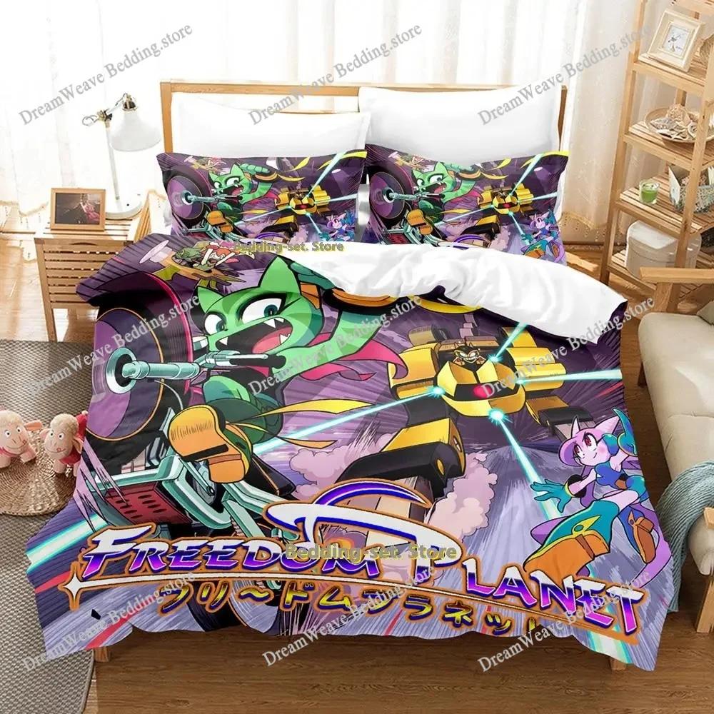 Новый Игровой Набор Постельного Белья Freedom Planet Пододеяльник Одеяло Комплект Постельного Белья Чехол для Одеяла Наволочка Размер King Queen Twin Мальчики Девочки Взрослые74