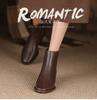 Chelsea Boots Women's Coarse Heel Autumn/Winter Brown French Bare Boots Women's Martin Boots