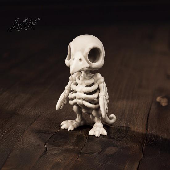 3D Printed Bone Art Gothic Vulture Skeleton Figurine,Spooky Bird Skull Statue, Mini Unique Gifts for Friends Micro Landscape Ornament Halloween