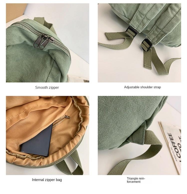 Washed Canvas Schoolbag Women's Casual Backpack College Students' Casual Class Backpack