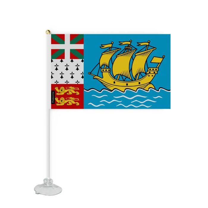 Drapeau - Saint-Pierre-et-Miquelon - 20 X 30 Cm - Polyester - Ventouse - Recto/verso