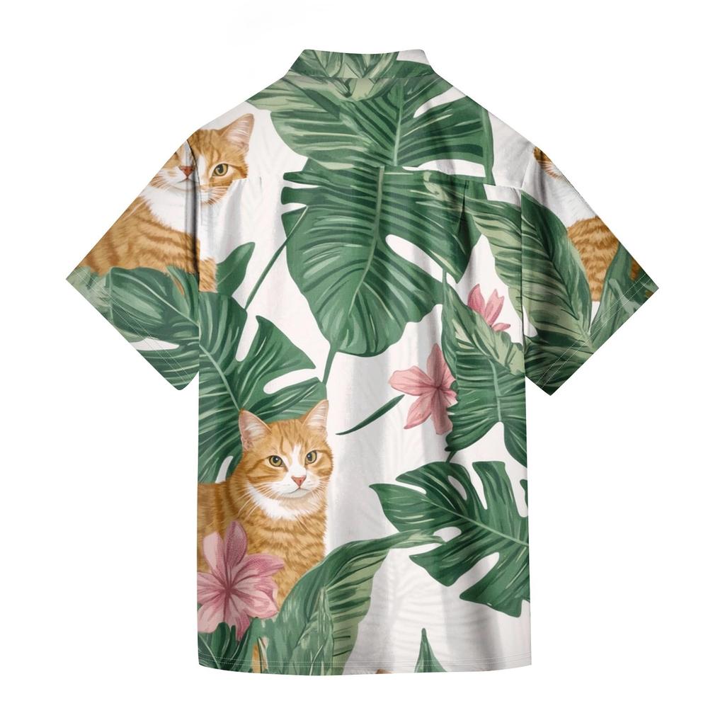 Мужская повседневная рубашка с короткими рукавами, облегающая, стильная, с гавайским принтом