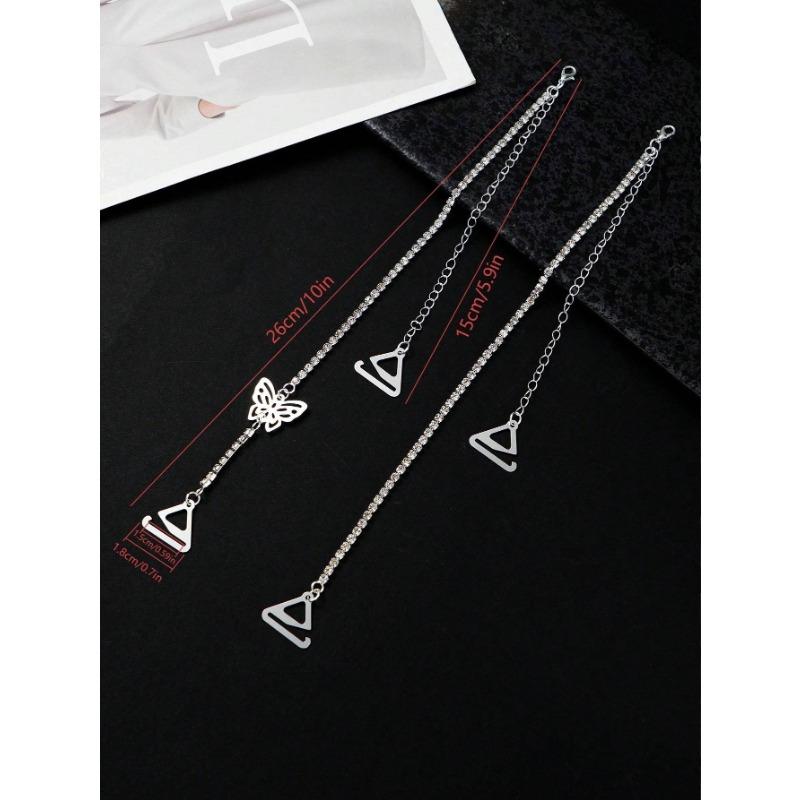 1 Pair Women's Butterfly Rhinestone Decorative Bra Straps, Fashion Sexy Off-Shoulder Hollow Strap
