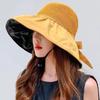 Шляпы от солнца, женские солнцезащитные кепки, летние пляжные универсальные женские шляпы с большими полями, элегантный бант, милые модные шляпы в корейском стиле для отдыха