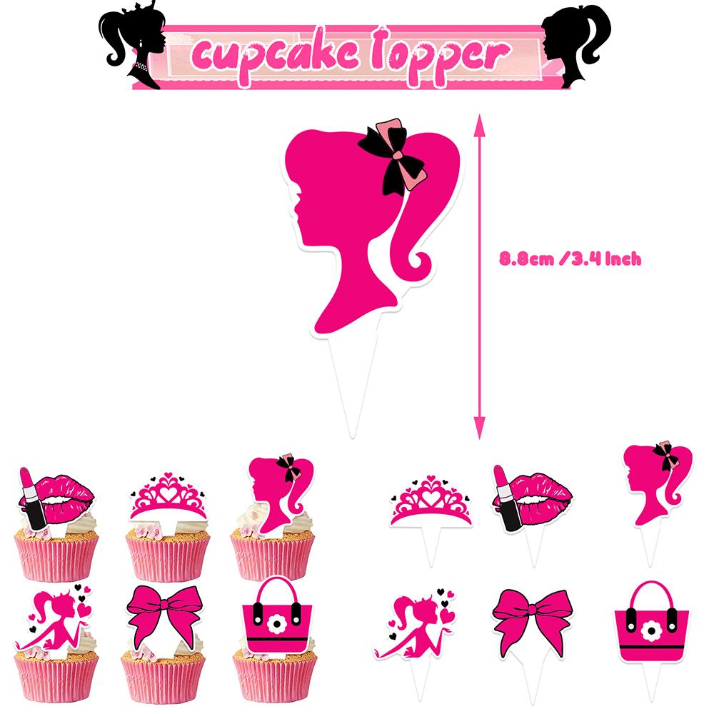 Новые 32 шт. украшений для вечеринки в стиле Барби на день рождения включают баннер, воздушные шары, топперы для торта