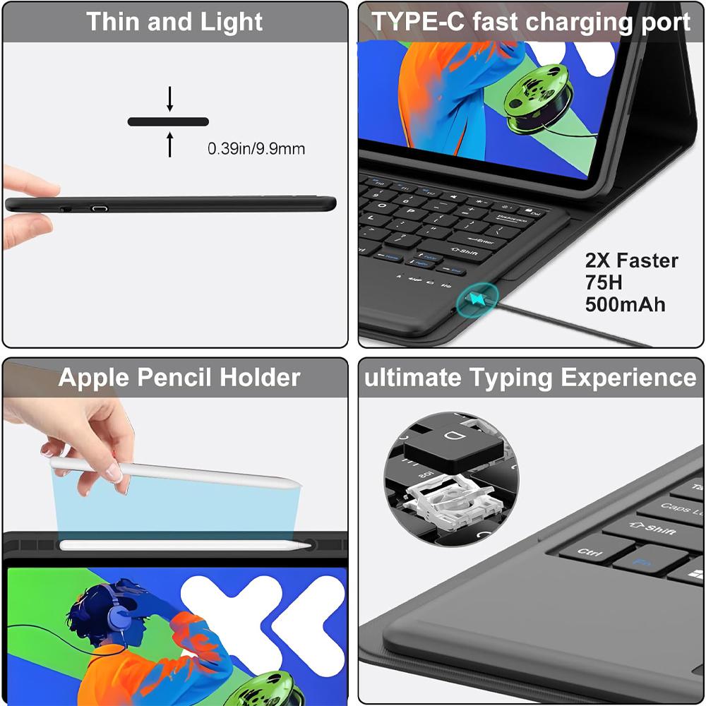 Чехол для Xiaoxin Pad pro 12,7 дюйма, Магнитная крышка-клавиатура Bluetooth для Idea Tab pro 12,7 TB373FU/375FC