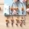 Peach Wood Coffee Bean Teddy Bear Heart Handbag Charm Pendant Keychain