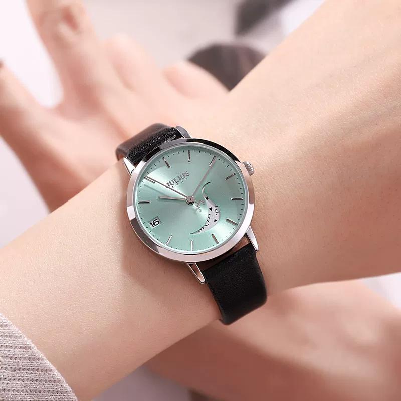 Genuine Goods Julius New Arrival Stylish Dial Women's Watch Calendar Crescent Week Watch Women's Trendy Fashion Quartz Watch