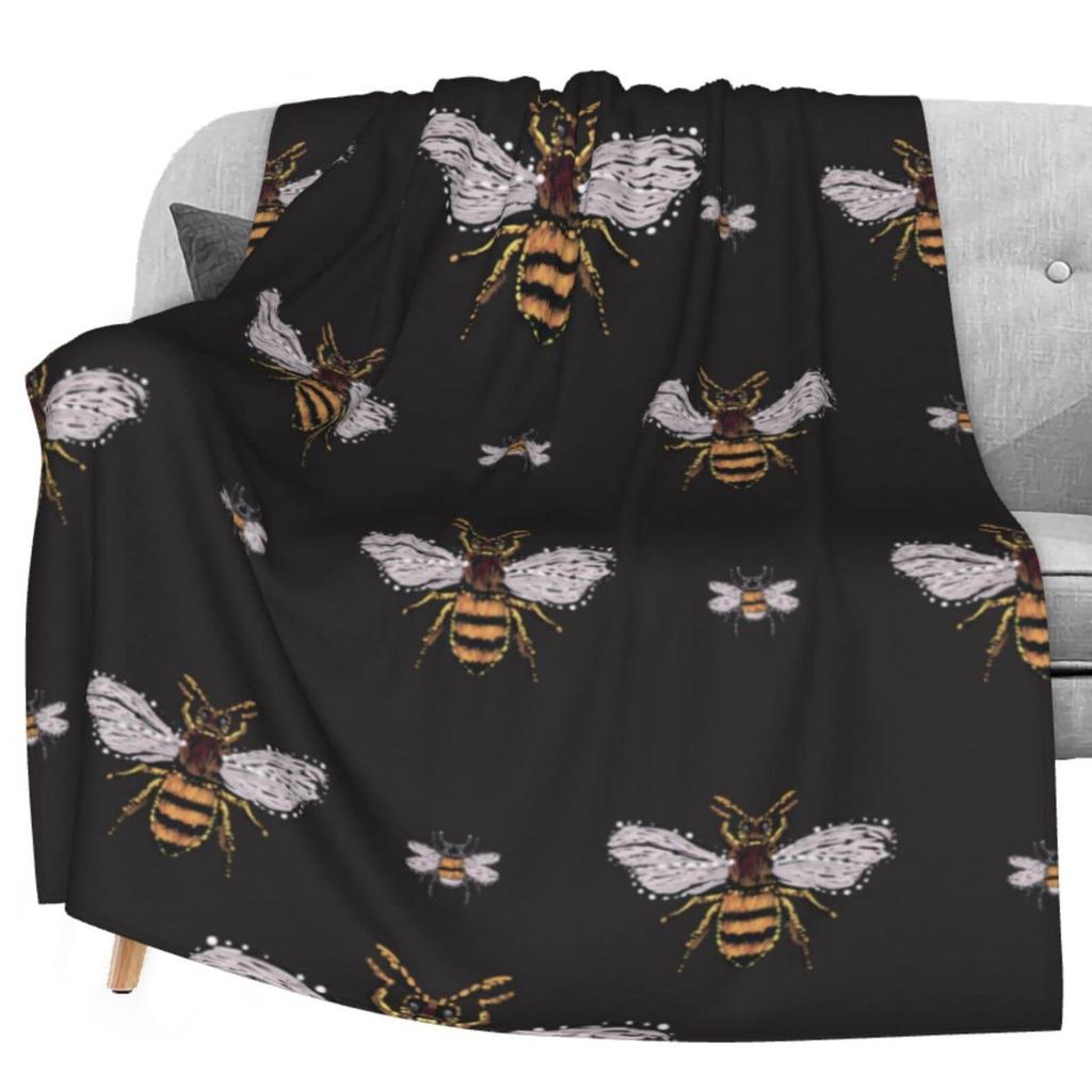 Фланелевый плед Плед для сна Плед с принтом пчел Четыре сезона Супермягкий Офисный плед Плед для дивана