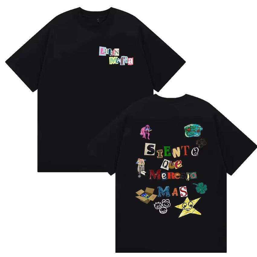 Rapper Latin Mafia Tour Album 2026 Print T Shirts Unisex Women Casual pure Cotton Short Sleeve TShirt Fashion ONeck Clothing Tees