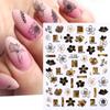 3D Flowers Leaves Nail Stickers Decals Gold Black Bronzing Flowers Gradient Adhesive Sticker Nail Design Art Decorations