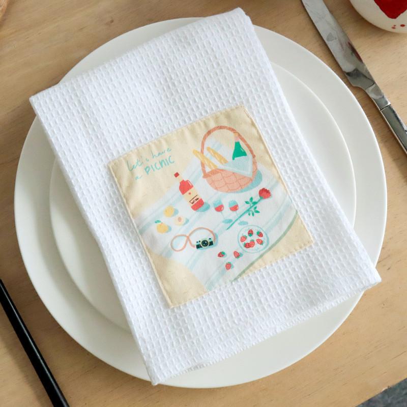 1 шт. 40x60 см белое вафельное хлопковое кухонное полотенце с нашивкой на кухонном столе салфетка для рождественской вечеринки подарок украшение